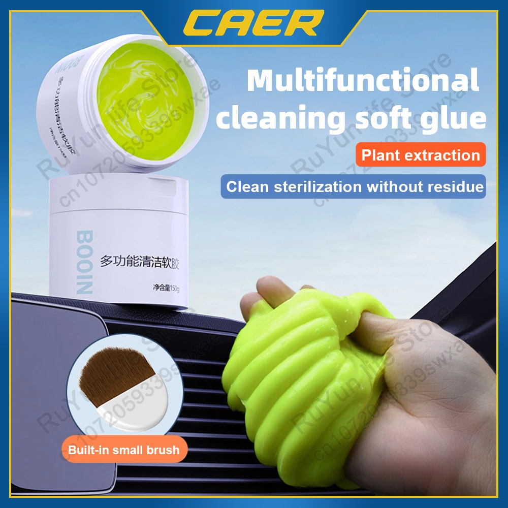 Car Cleaning Gel for Auto Air Vent Computer Keyboard Magic Cleaning Slime Clay 150g with Brush Plant Ingredient Safety for Using