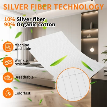 Grounding Bed Sheet US/UK/EU Plug Grounding Mat 10% Silver Fiber & 90% Organic Cotton Natural Healthy Energy Sleep Mat 3