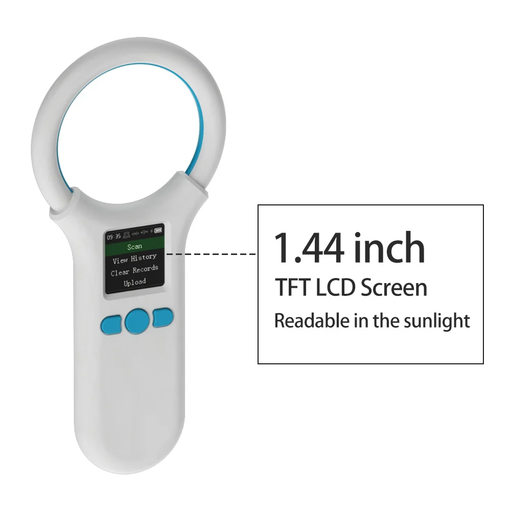 Animal Microchip Pet Tag Scanner ID Reader RFID EMID Animal Handheld Chip Reader BT+USB+2.4G Support 500 Informations Storage
