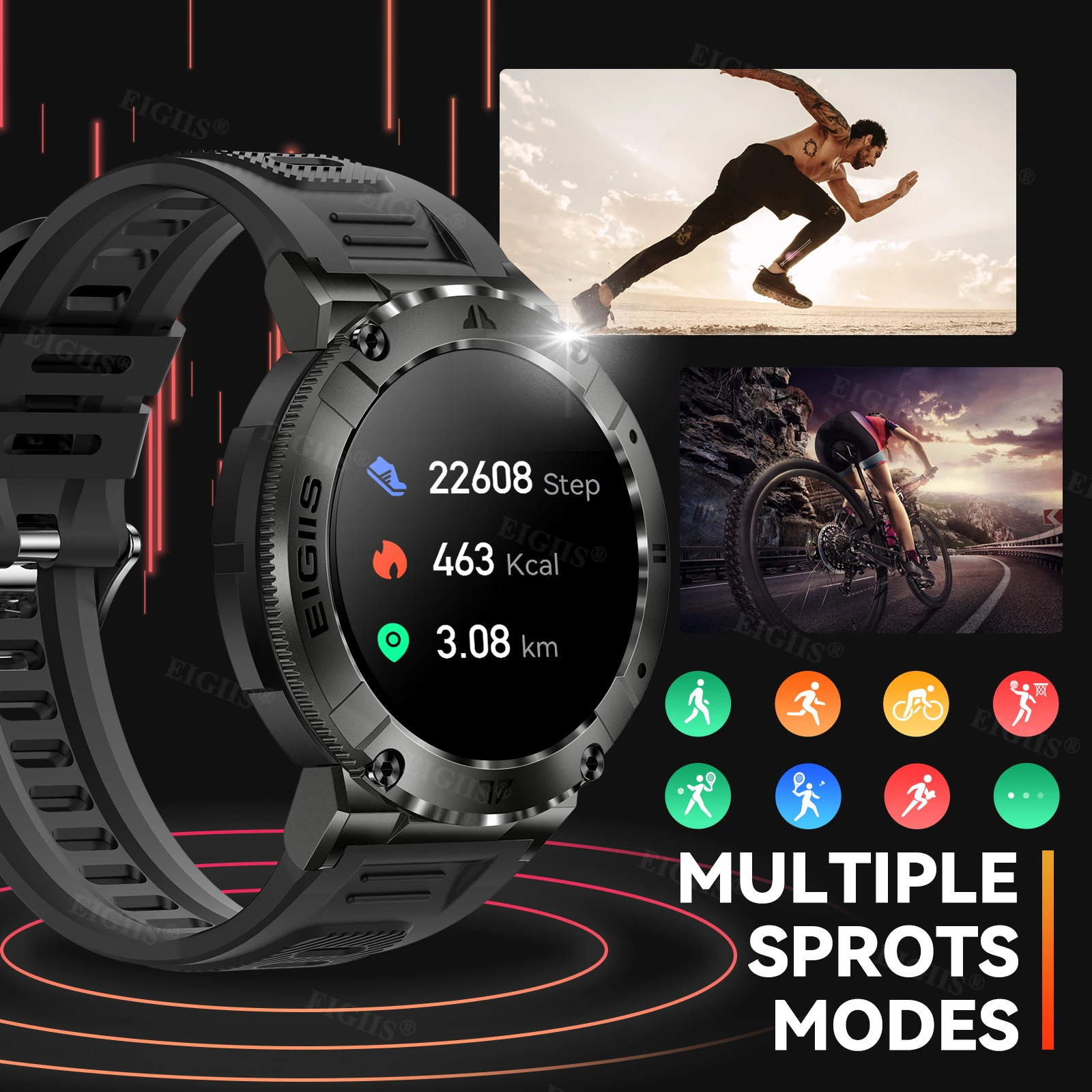 2022EIGIISSmartwatchMen132RuggedOutdoorHeartRateMonitorSport