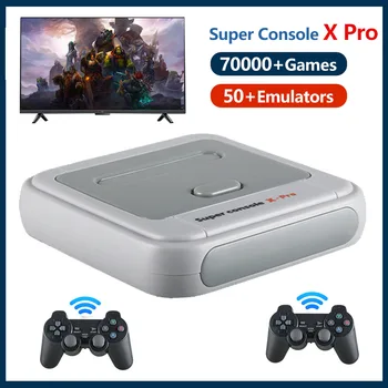 슈퍼 콘솔 X 프로 비디오 게임 콘솔 레트로 게임박스, 4K HD TV, 2.4G 무선 게임패드 에뮬레이터 컨트롤러, 70000 + 게임