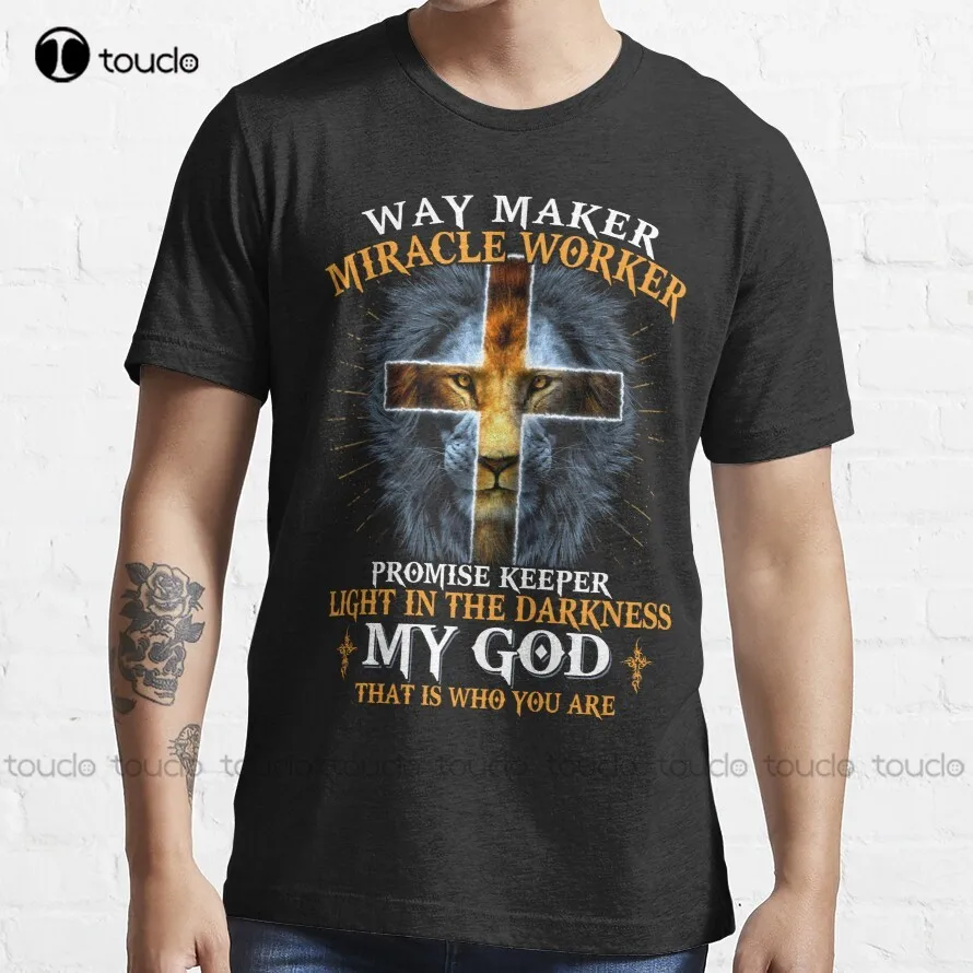 Lion Way Maker Miracle Worker Shirt Promise Keeper Shirt T-Shirt T-Shirt Bianca Da Uomo Custom Aldult Teen Unisex Xs-5Xl Nuovo
