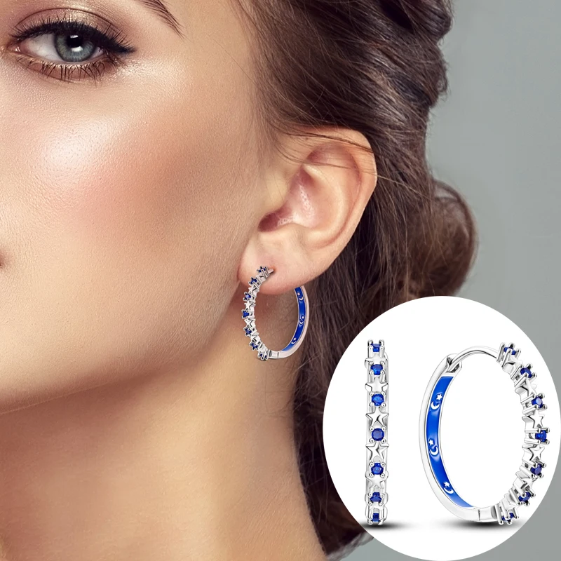 

TOPLY 925 Silver Italy Elegant Ladies Hoop Earrings KJE111