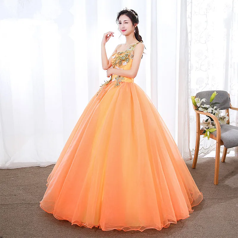ruthshen Elegant Vestidos De 15 Anos One Shoulder Royal Blue / Orange Quinceanera Dresses Party Prom Gowns