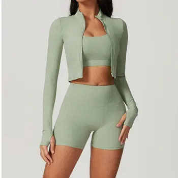 “Emery” Zippered Jacket and High Waist Bottoms Activewear Set