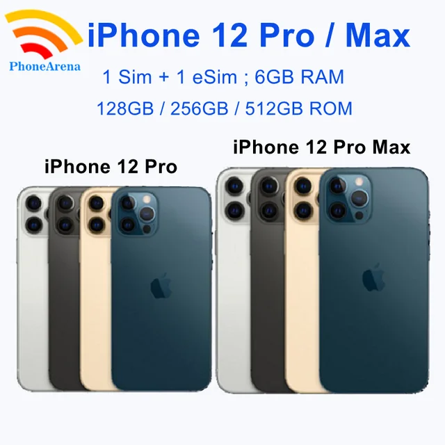 Original iPhone 12 Pro / 12ProMax 128GB 256GB ROM 6GB RAM 6.1' & 6.7' Super Retina OLED Face ID 5G Unlocked iPhone12 Promax