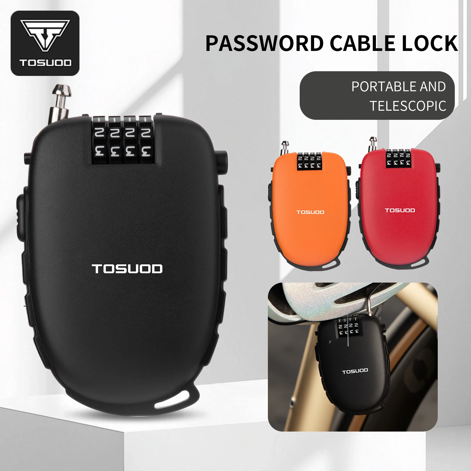 TOSUOD High Security Anti Theft Bike Combination Lock Resettable Extendable Steel Cable MTB Road Bicycle Riding Parts