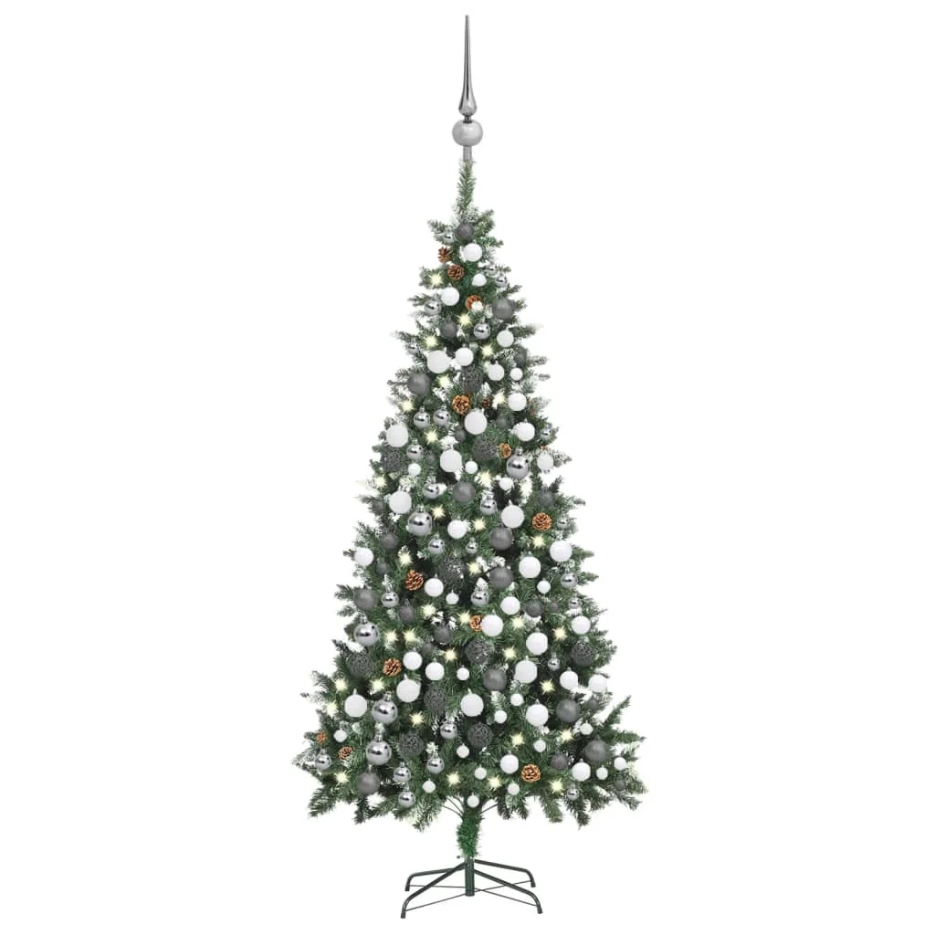 Albero Di Natale Artificiale A Led E Palline E Mele Di Pino 210 Cm