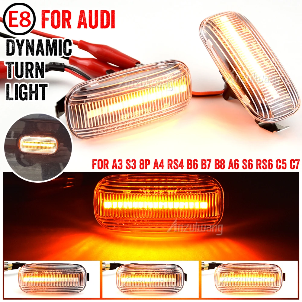 Flowing Water Blinker LED Dynamic Turn Signal Light For Audi A3 S3 8P
