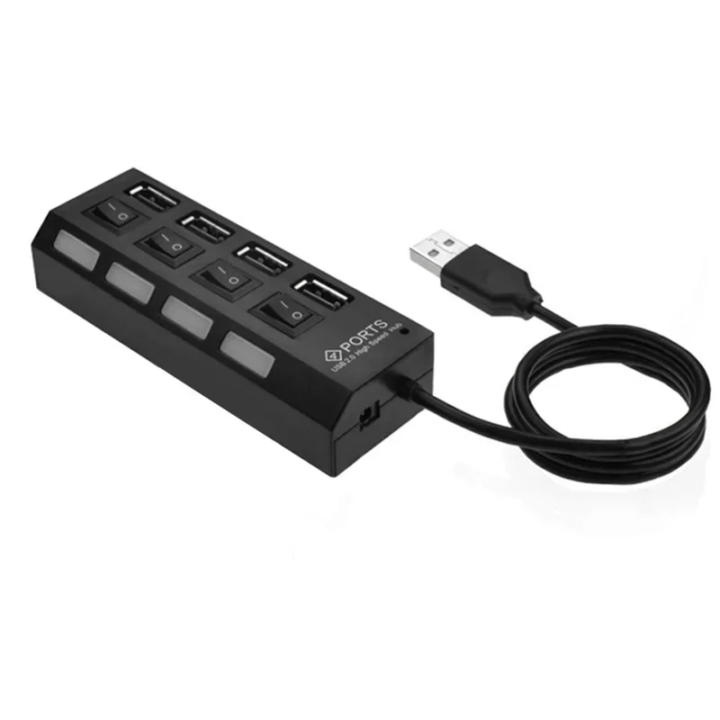 

Portable USB Hub 4 Ports Mini High Speed USB 1.1 Hub 480 Mbps On/Off Switch USB Splitter Adapter For PC Laptop