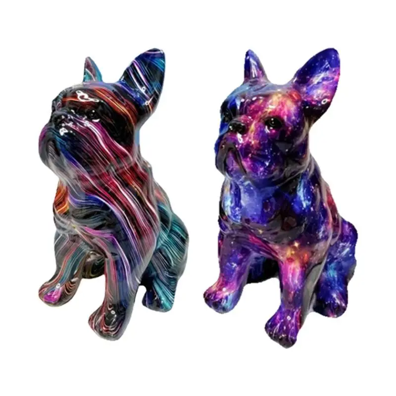 

Colorful Standing French Bulldog Resin Statue Decoration Pet Dog DIY Graffiti Crafts Desktop Animal Statue Ornament