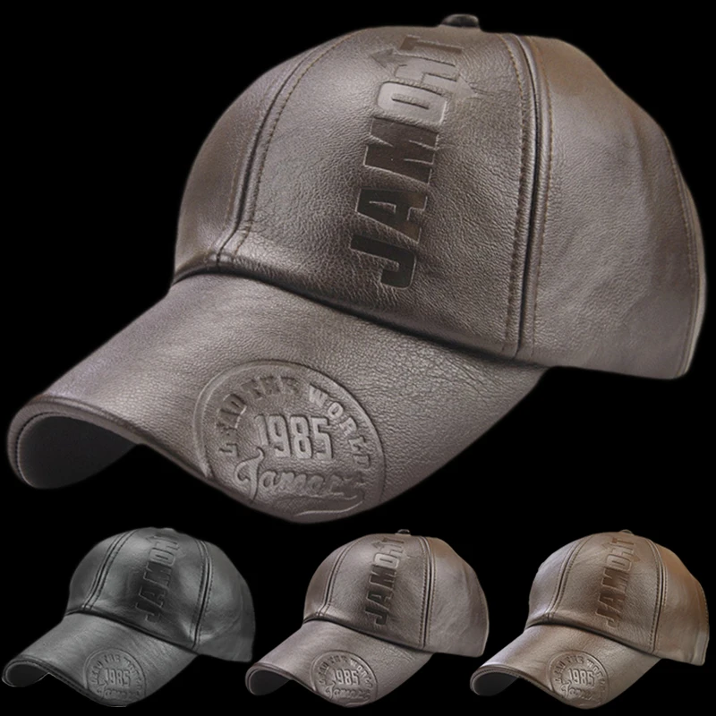 

Autumn Winter PU Leather Baseball Cap Waterproof Windproof Hat Stamping Logo Outdoor Street Sports Gorras Baseball Casquette