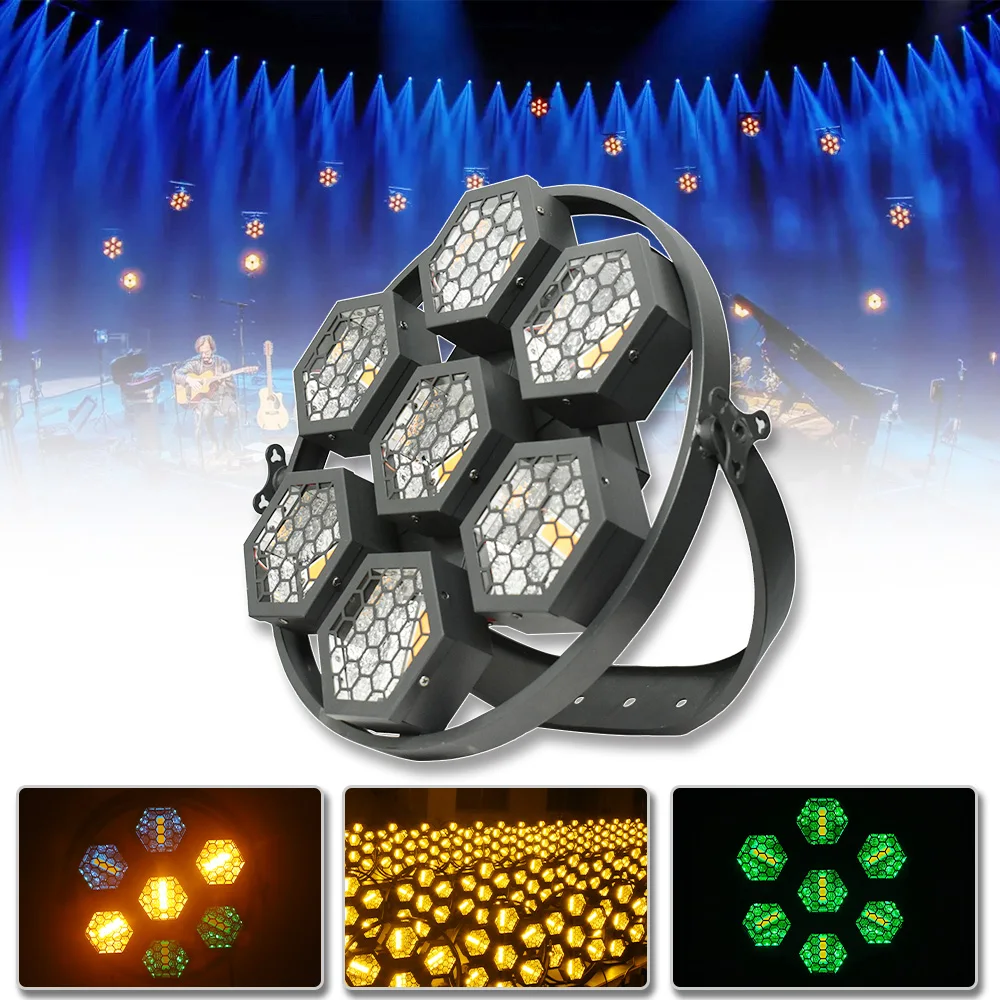 

New 7x50W Retro Light Strobe RGB Wash Effect Sound DMX Control For Party Disco Club Light DJ Bar Concert Stage Effect Lighting