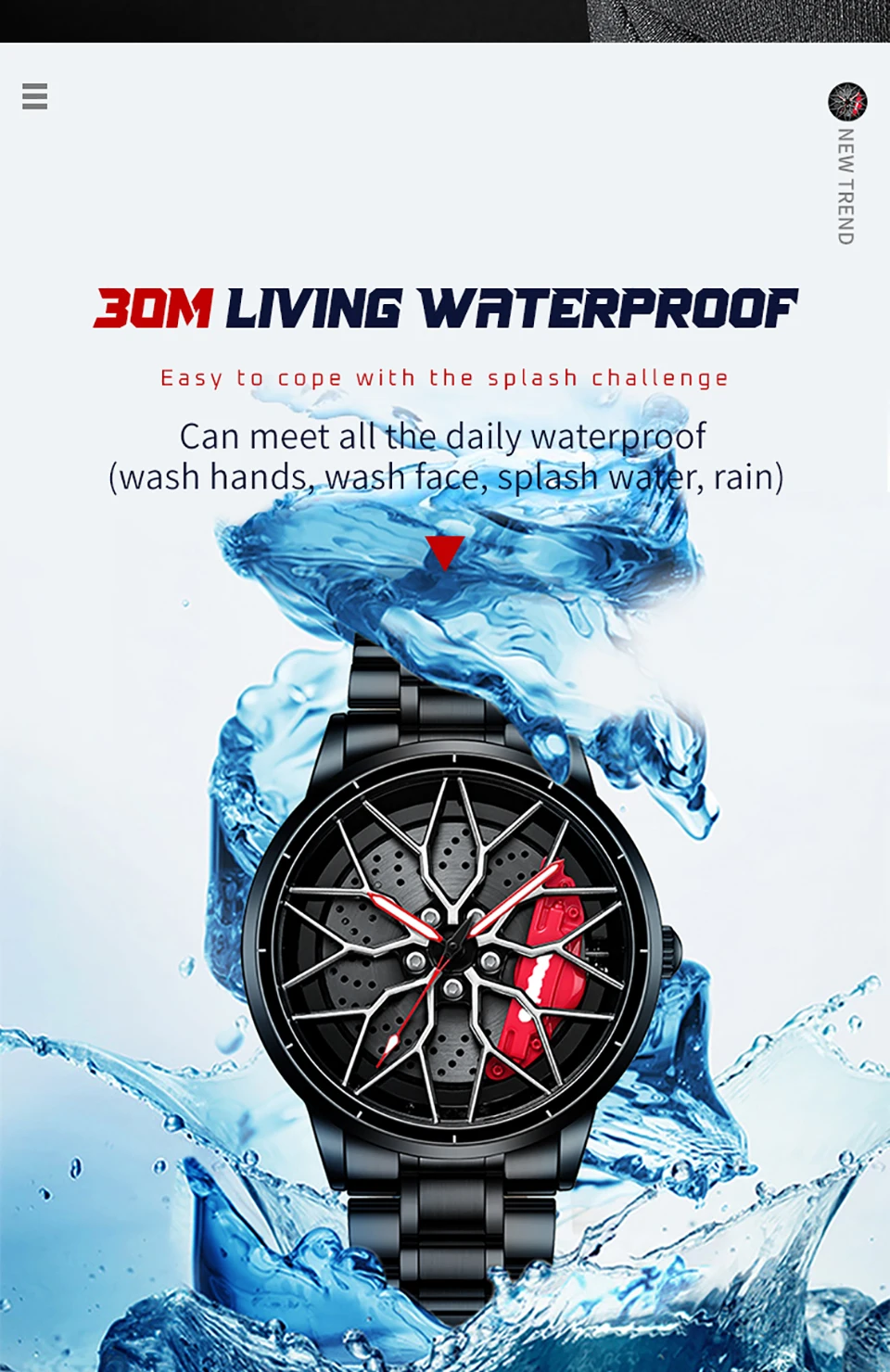 Fashion 3D Spinning Sport Rim Hub Wheel Watches Mens Sports Luxury Car Cool Wristwatch Quartz Watches for Men Relogio Masculino