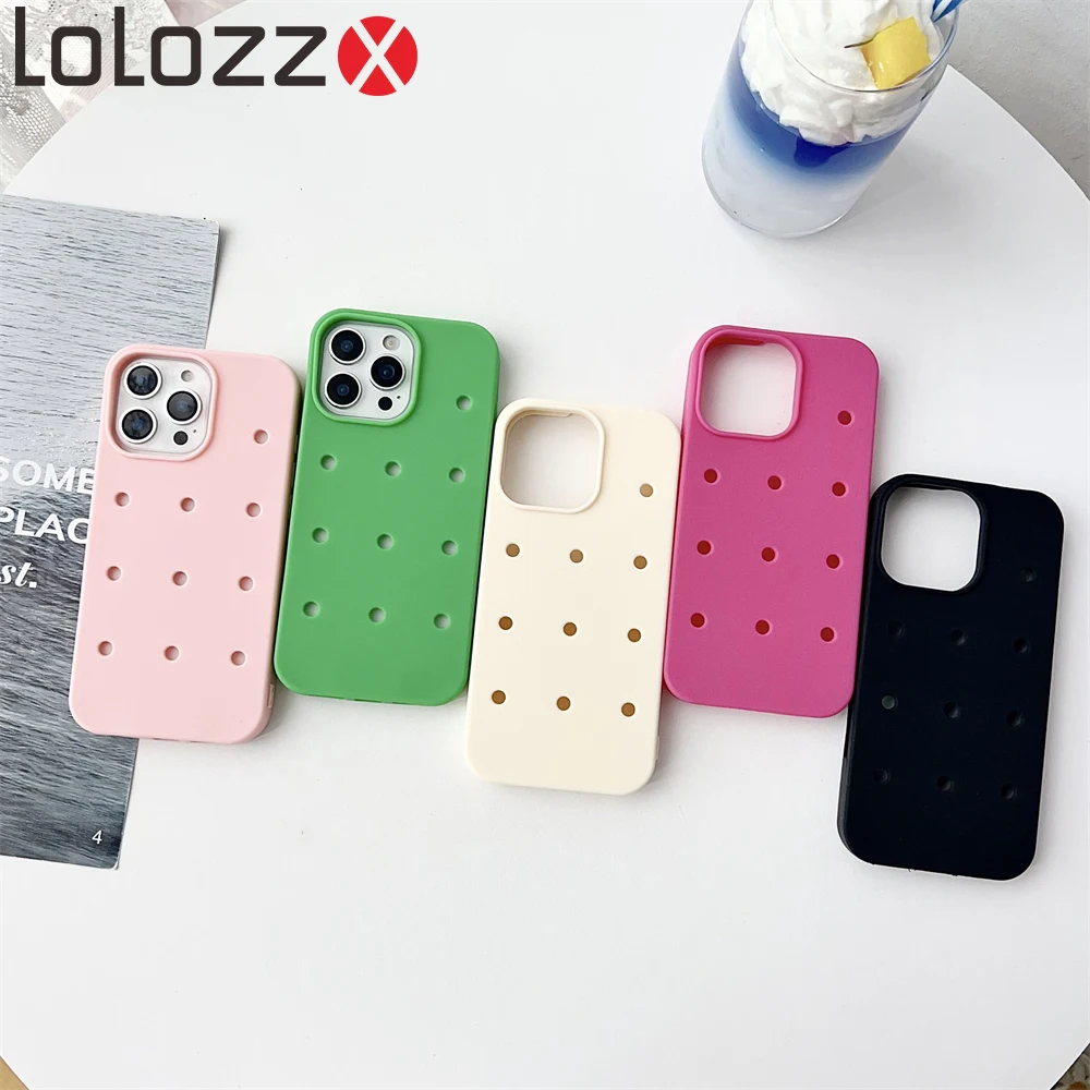 Liquid Silicone Phone Case with DIY Charm Holes - Solid Candy Cover