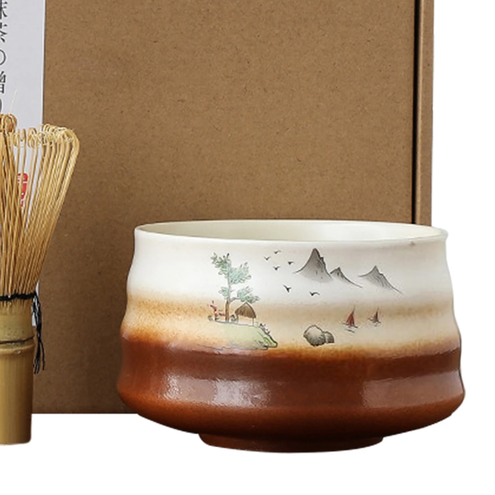 4 in 1 Traditional Japanese Matcha Set Handmade Ceramic and Bamboo for Japanese Tea Utensils Tools Gifts