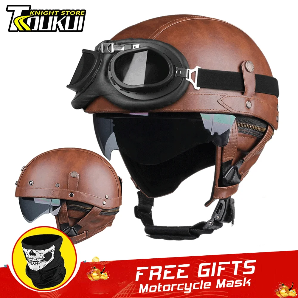 Vintage Jet Helm Motorradhelm - ECE 22.05 Geprüft Mit Sonnenschirm