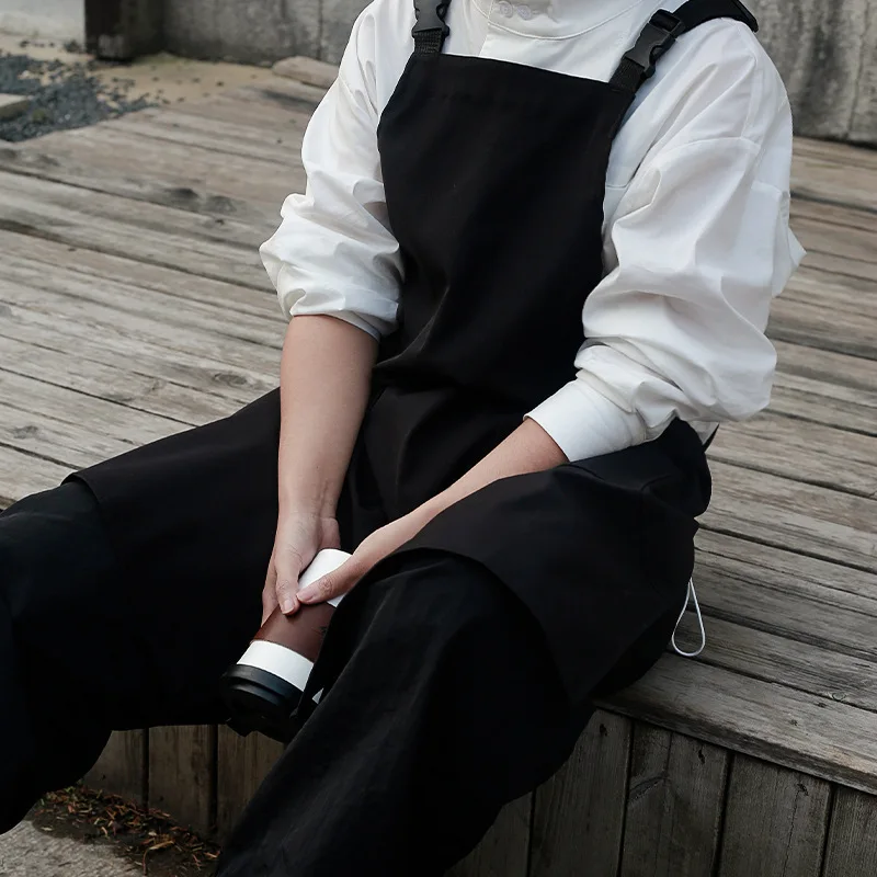 Split Waterproof Polyester Apron for Coffee Cafe Kitchen, Custom Logo Canvas Waist Bib Restaurant Work Uniform 2025 New