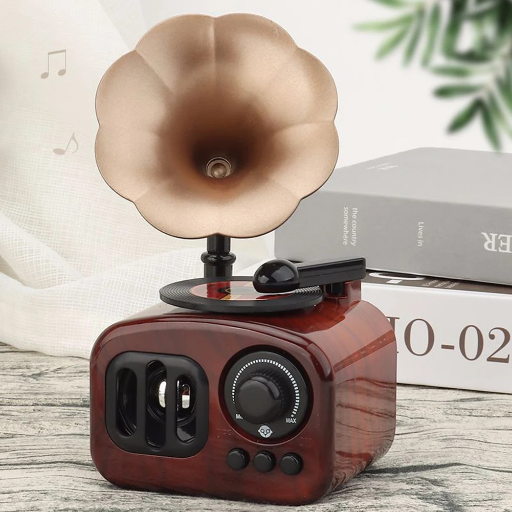 Miniature Phonograph Shape Music Box Mini Mechanism Clockwork Gramophone Musical Gift for Birthday Valentines Day Anniversary