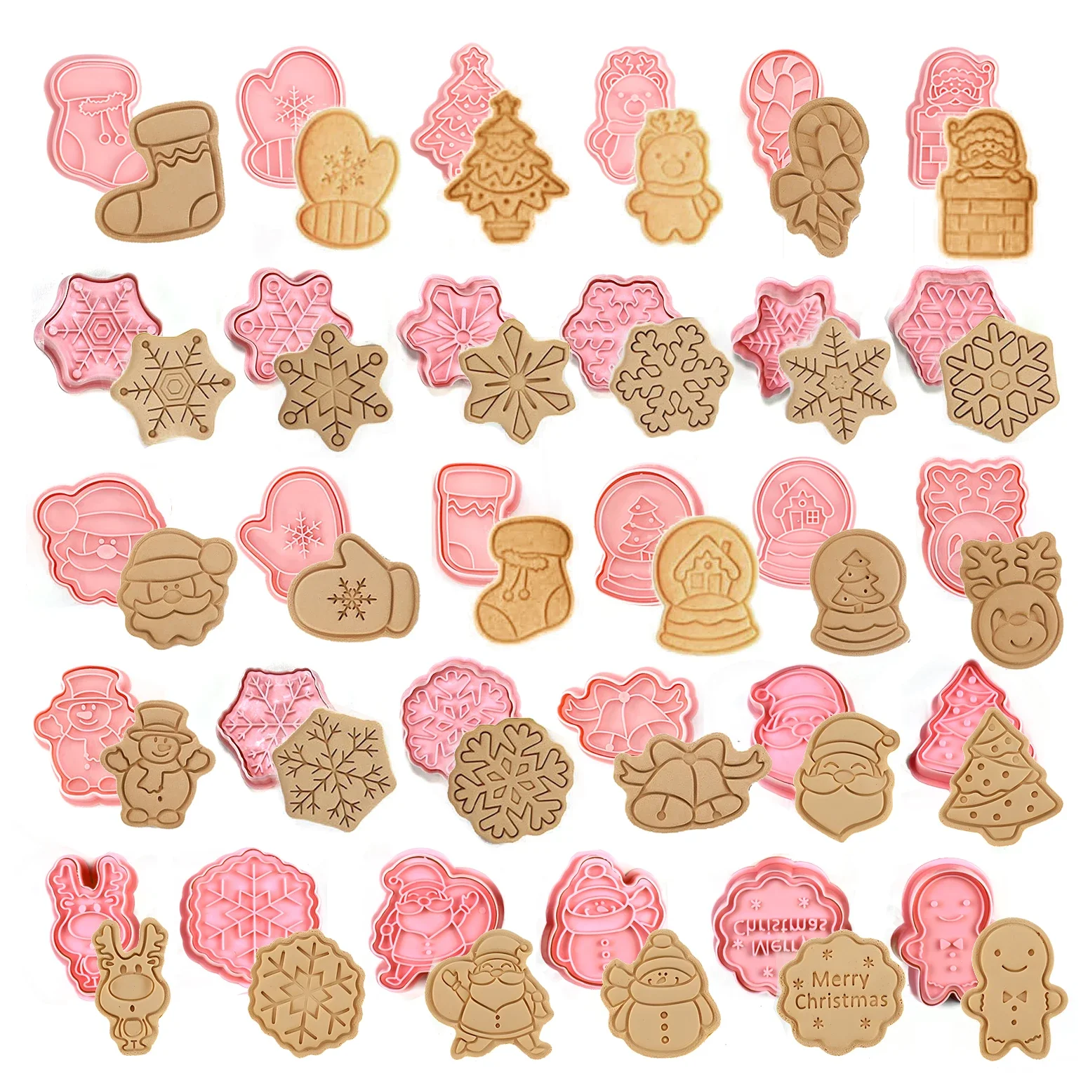 Cookie Cutter Cookie Cutter Mold Christmas Dough Stamp Plastic 3D Cartoon Pressable Biscuit Mold Confectionery Baking Pastry Bakeware