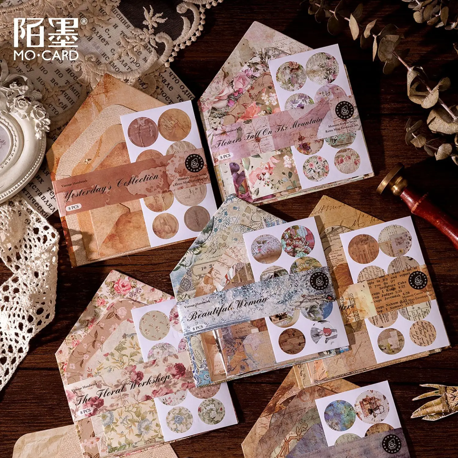 Stickers scrapbooking supplies Vintage Mini envelope set Planner Decorative Hand Account Scrapbooking material Craft Supplies 8pcs