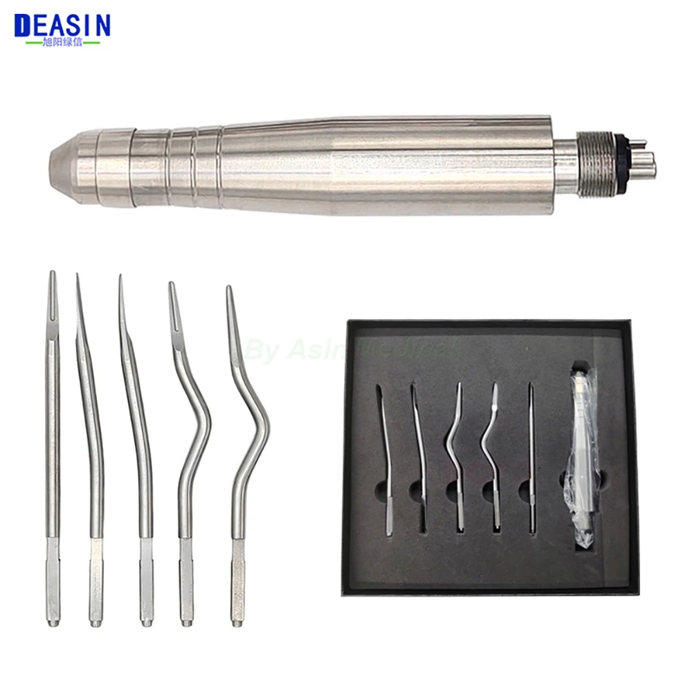 Dental Turbine Pneumatic Elevator 4 Hole Tooth Extraction Surgery Instruments Tools with 5 Tips