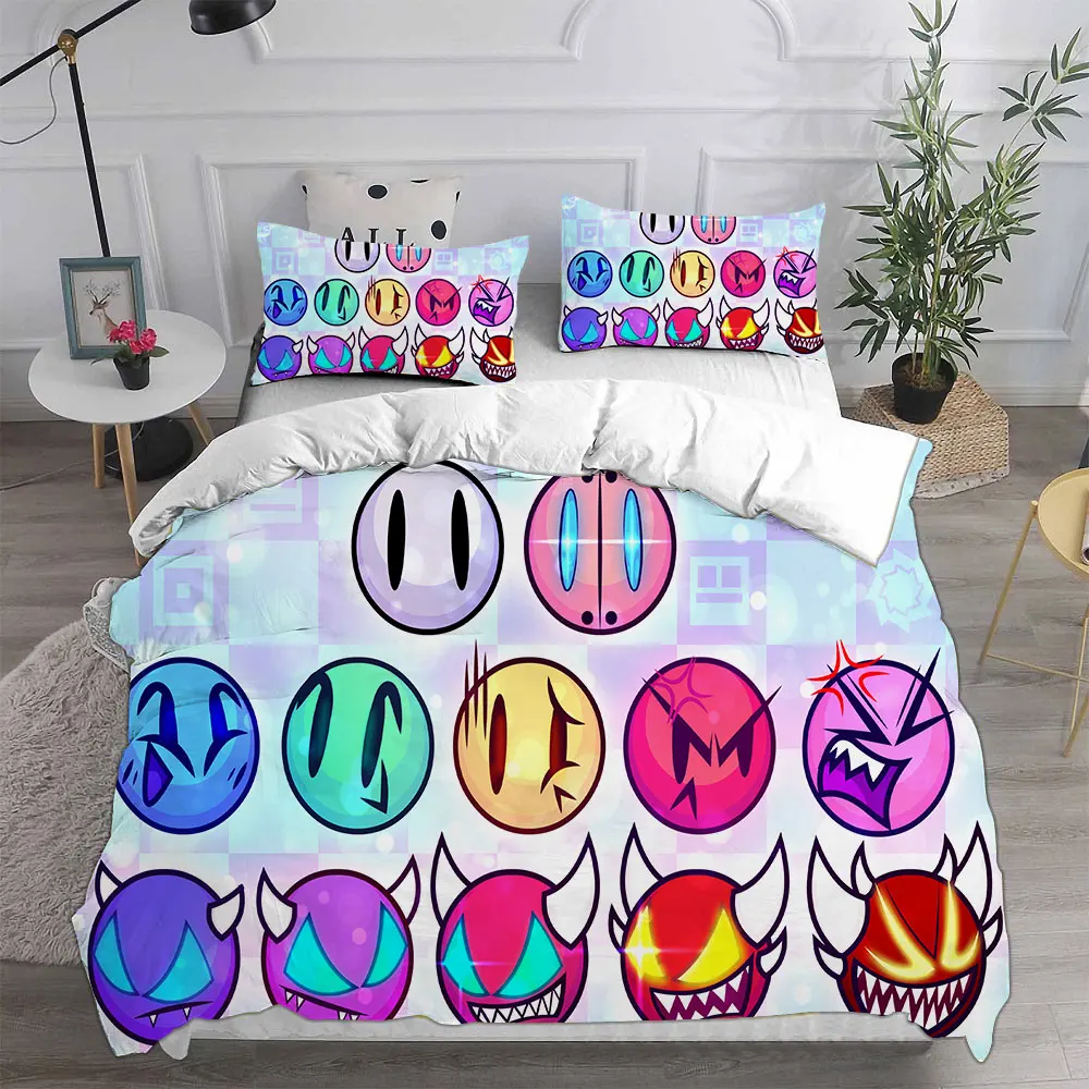 Geometry Dash Bedding Sets Comforter Quilt Bed Cover Duvet Cover Pillow Case 2-3 Pieces Sets Kids Adult Size 5
