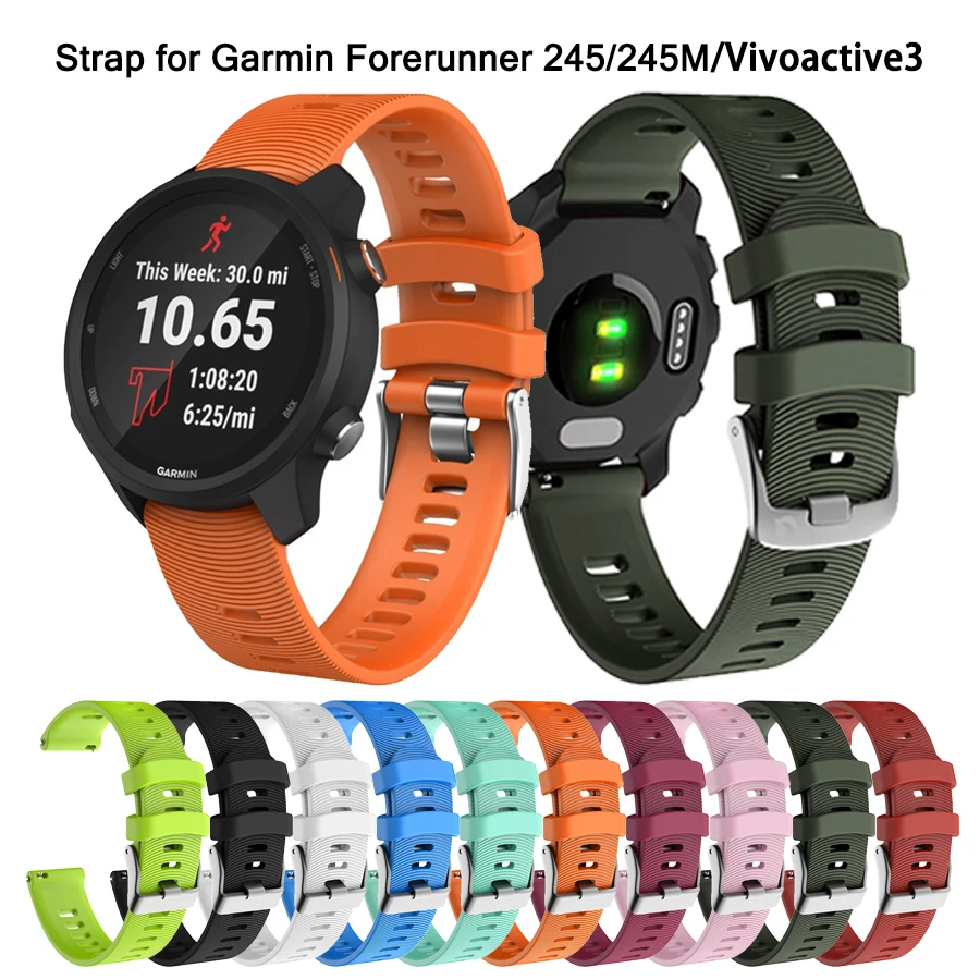 

Colorful 20mm Watchbands strap for Garmin Forerunner 245 245M 645 Music vivomove 3 HR Sport silicone Smart watch band Bracelet