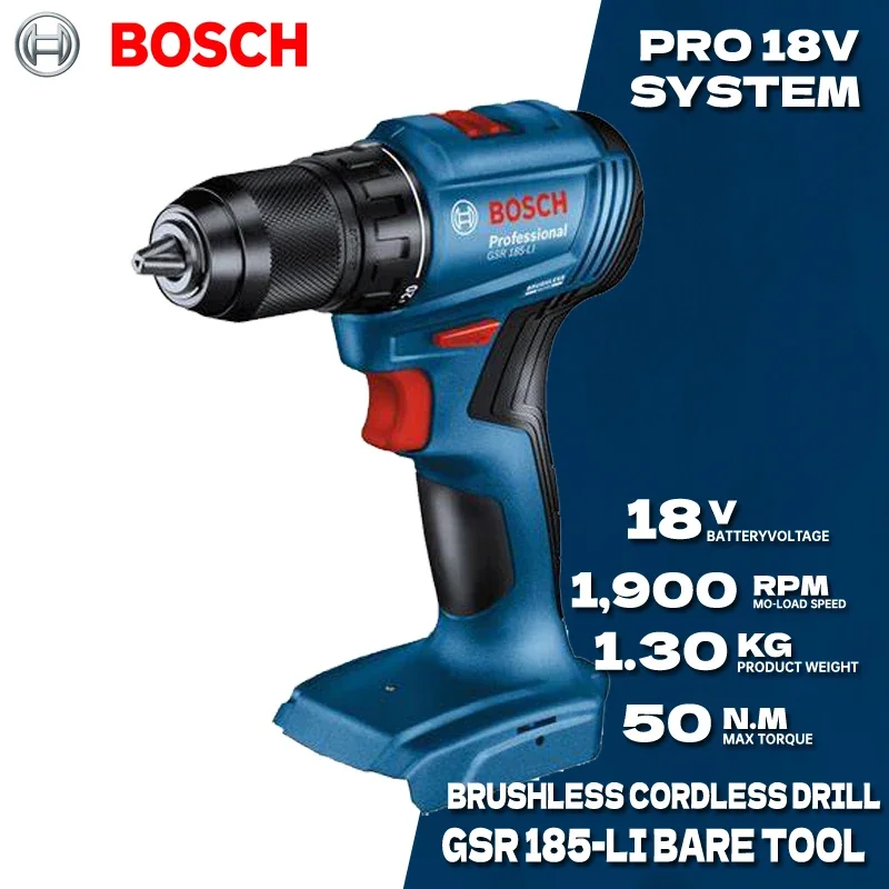 Bosch Gsr 185-Li Cacciavite Avvitatore A Batteria Per Metallo Parete In Legno 18V Utensile Elettrico Professionale Con Motore Brushless Gsr185-Li