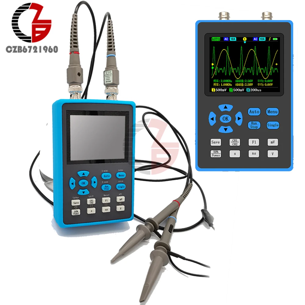 휴대용 듀얼 채널 디지털 오실로스코프, AC DC DSO2512G, 120M 대역폭, 10mV 수직 감도, FFT 스펙트럼 분석 ...