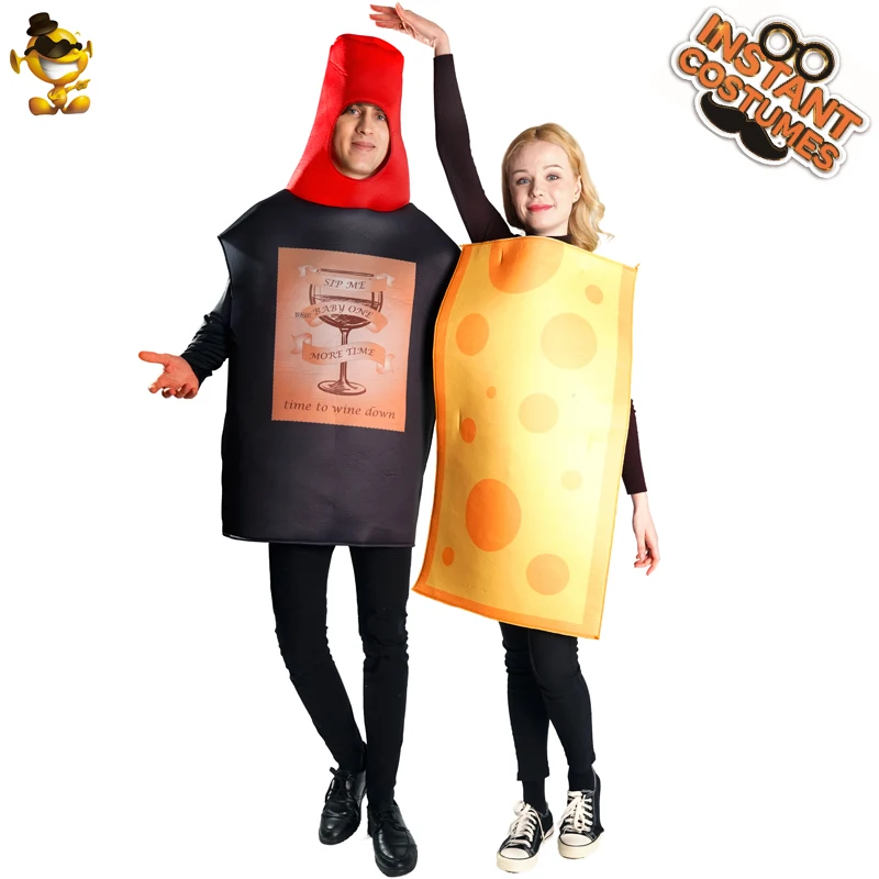 

Couples Tunic Costumes Cosplay Halloween Cheese Beer Bottle Costume Role Playing Adult Food Jumpsuit Funny Unisex Suit For Hallo