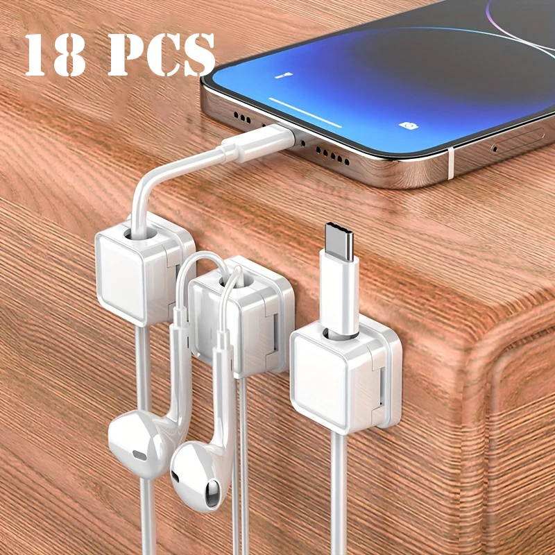 Magnetic Cable Clip Organizer Self-Adhesive Cord Holder Anti-Slip Desktop Cable Management Hidden Charging Support 6/18pcs cable organizer desk organizer storage organizer