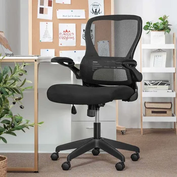 Ergonomic Mesh Office Chair with Lumbar Support Mid Back Computer Desk Chair Adjustable Swivel Task Chair with Wheels Armrest