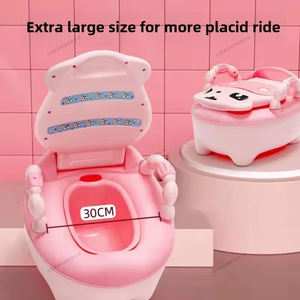 Portable Baby Training Potty Cute Cow Baby Toilet Splash-proof and Non-slip Ergonomic Design Toilet Training Seat Travel Potty 6