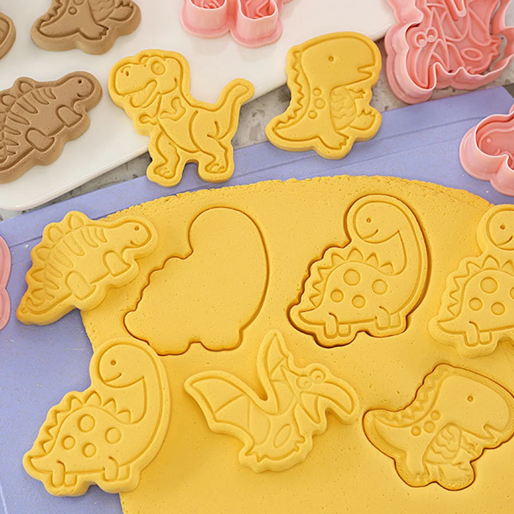 Cookies Cutter Unicorn Dough Stamp Plastic 3D Cartoon Pressable Biscuit Mold 8 pieces