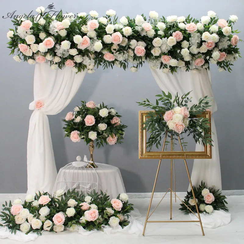 Künstliche Blumen Flower Row für Garten Hochzeit Dekor 100cm Blumen Rosenwand 
