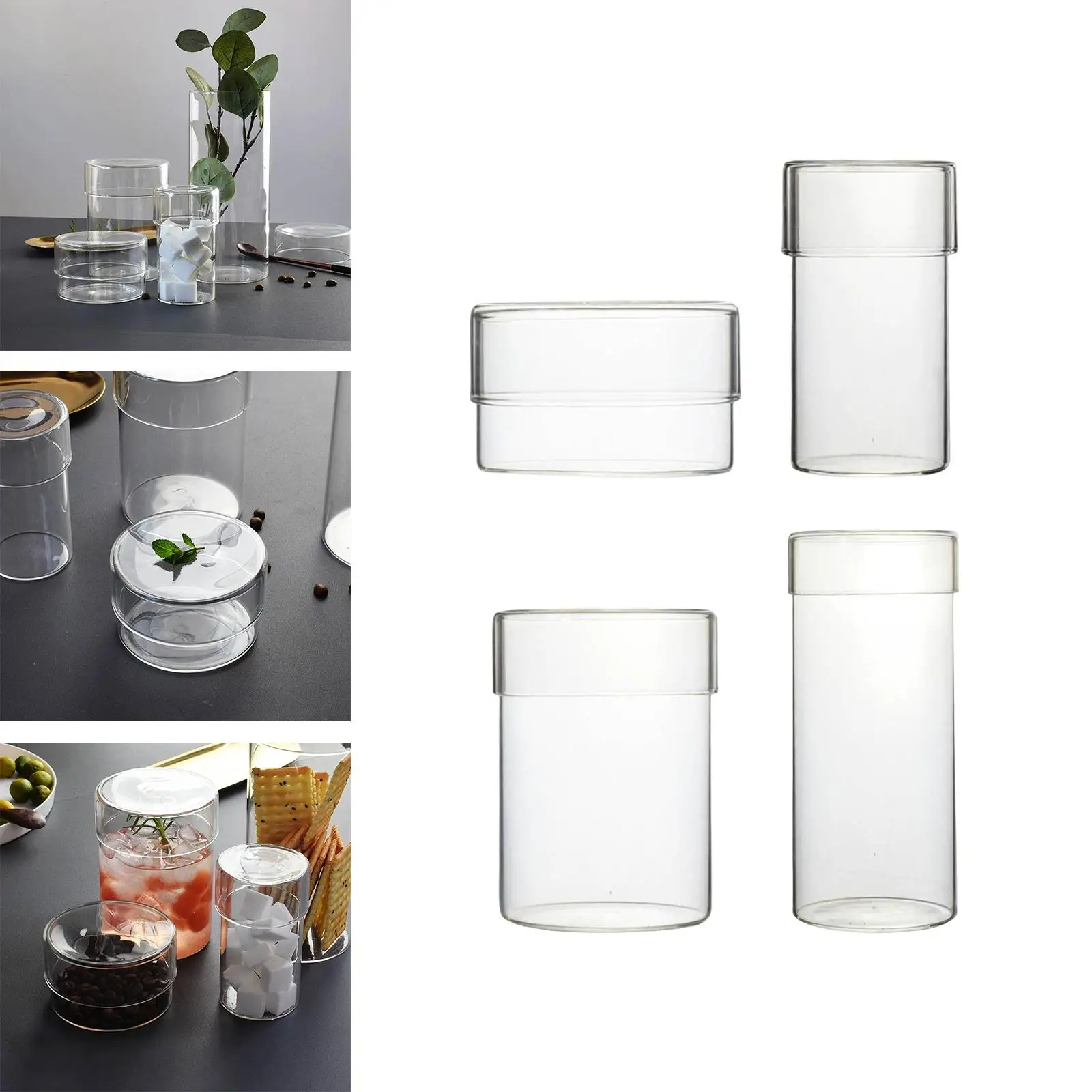 Glass Food Storage Container for Kitchen with Lids Seasoning Spice Jars Pantry Organization Airtight Food Jars Bottle