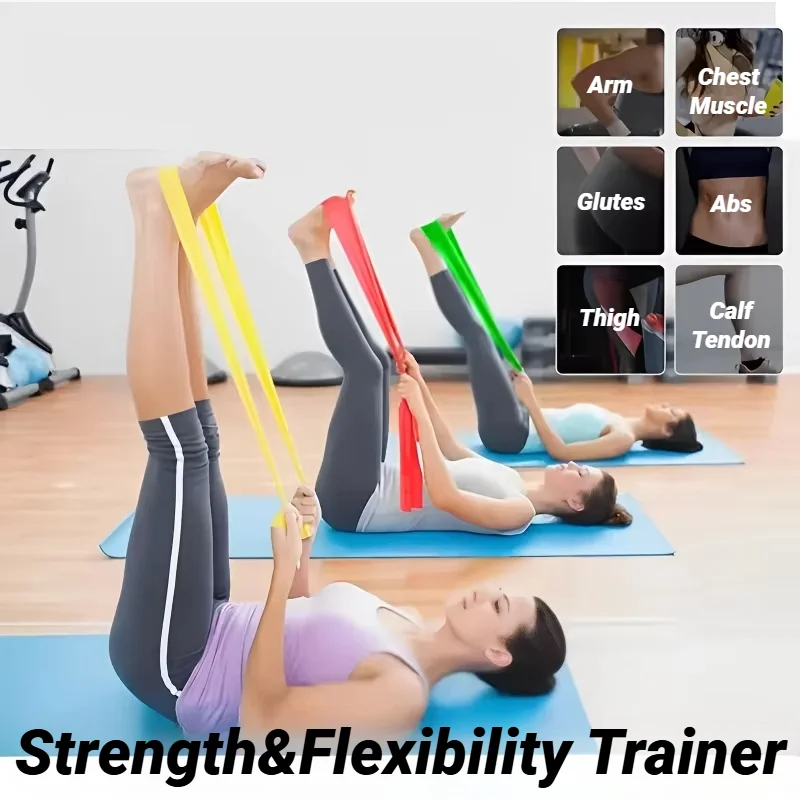 Resistance Bands Yoga Pilates Portable Resistance Band Long Training Stretch Bands Physical Therapy Lower Body Home Strength Elastic Exercise