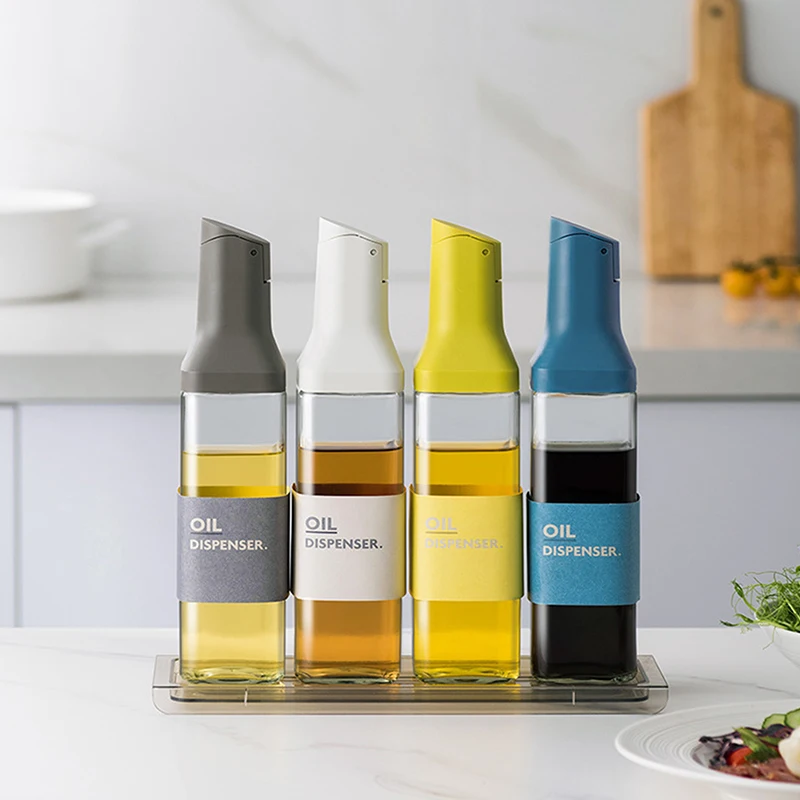 New 500ml Automatic Opening Glass Oil Bottle Condiment Container Pouring No Oil Leakage Oil Dispenser For Kitchen 4