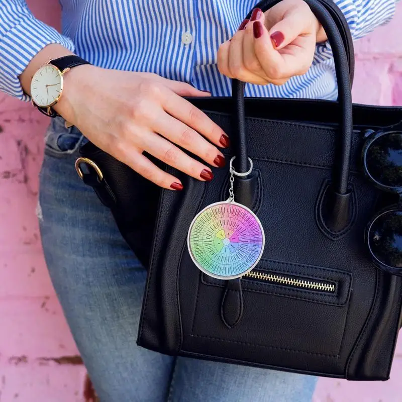 Emotion Wheel Chart Keychain Vintage Round Keychain Mood Wheel Keychain Bag Ornament Stress Management Friendship Remembrance 4