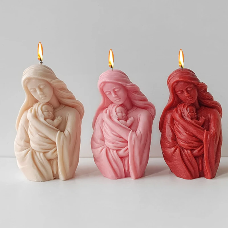 Stampo In Silicone Per Sapone E Candele - Forma Madonna Con Bambino 3D - Per Uso Alimentare, Fai Da Te, Gesso, Resina, Cioccolato - 3