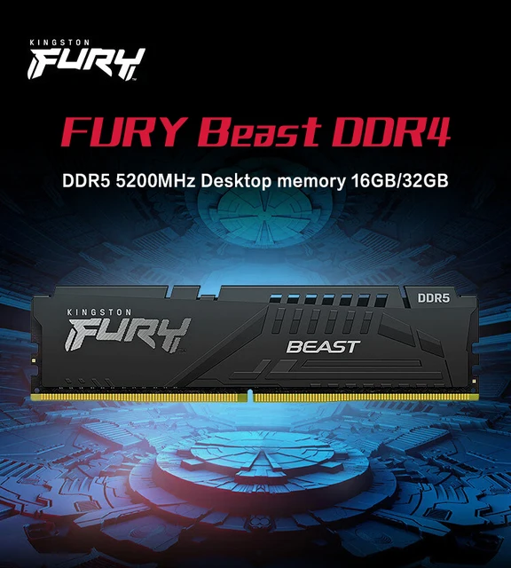Kingston FURY Beast Memoria Ram DDR 5 5200MHz 16GB 32GB Módulo de