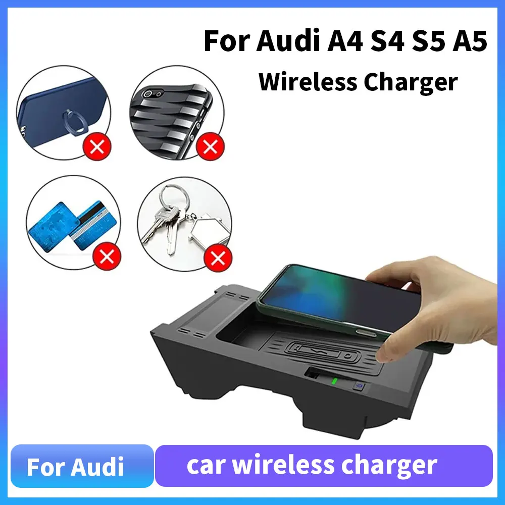 Xrnkey Storage Box Caricabatteria Da Auto Elettronico Ricarica Iphone Per Audi A4 S4 S5 A5 Wireless Fast Plate