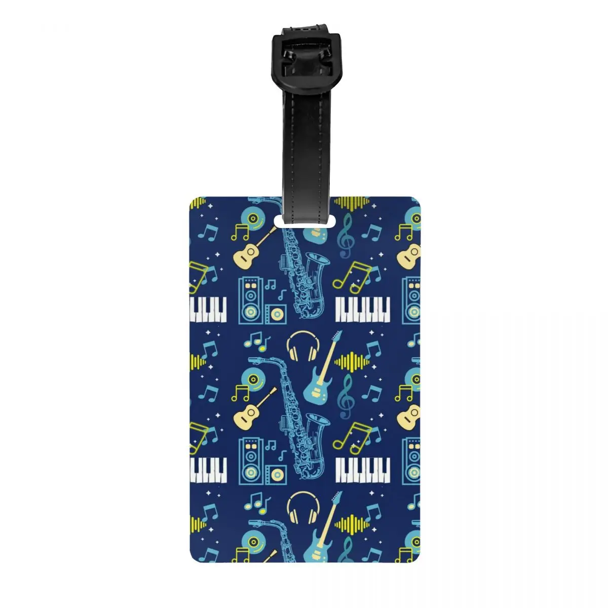 

Heartbeat Music Notes Luggage Tag Sax Piano Guitar Pianist Suitcase Baggage Privacy Cover ID Label