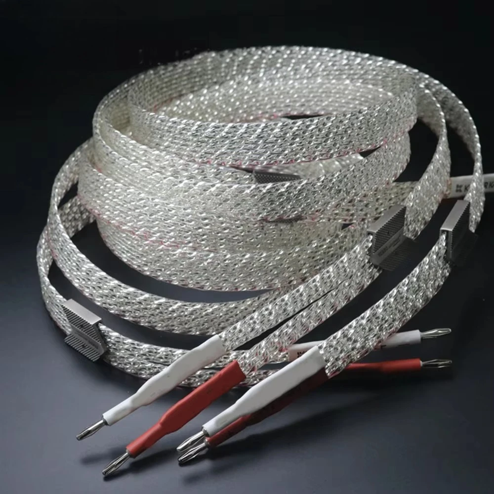 Hochwertiges Lautsprecherkabel Audio Original 25 * 3 mm 8-adriges flaches Kupfer-HIFI-Lautsprecherkabel aus Sterlingsilber