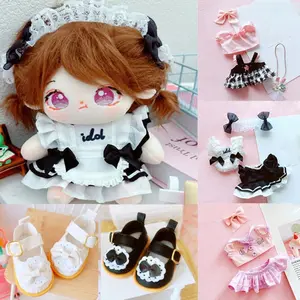 20cm Doll Uniform Hat Maid Skirt Clothes Doll Princess Shoes Clothes Dresses Suit Fashion Lovely Headband DIY Doll Accessories