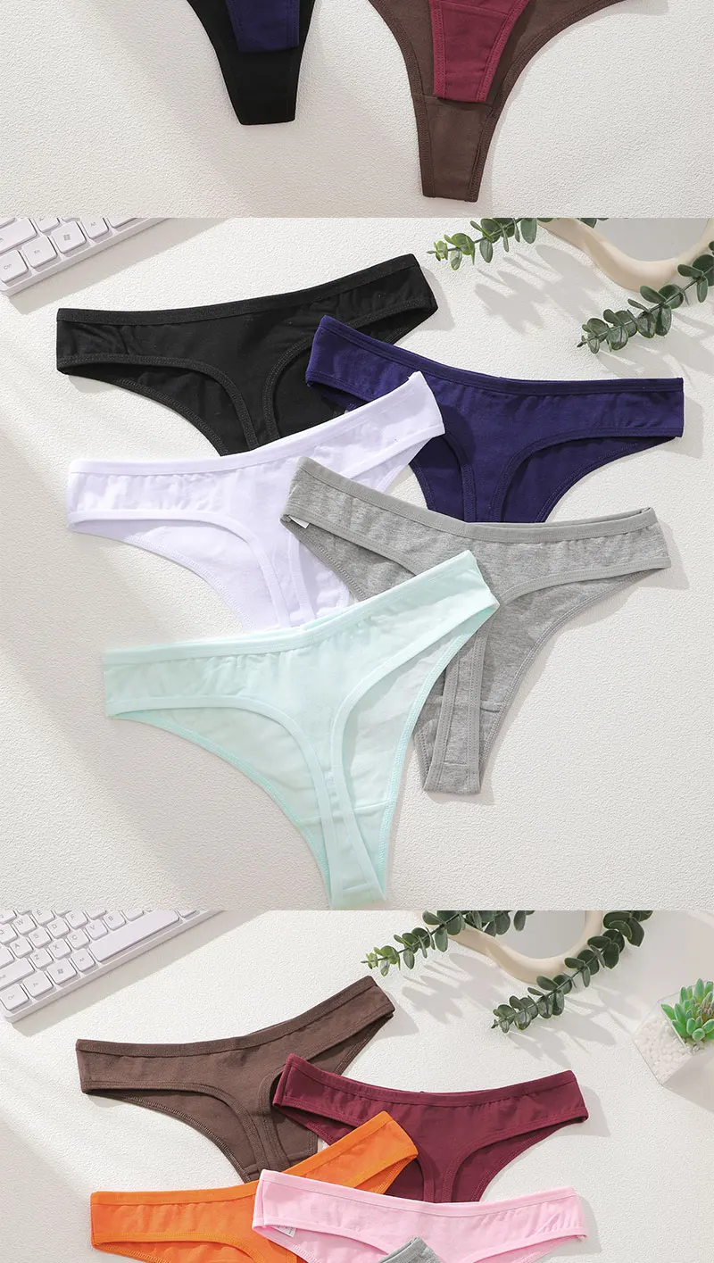 6Pcs/Set Women‘s Cotton Seamless Pantys Sexy Low Waist Soft Comfortable Thongs Fashion Girl Breathable Intimates G-Strings