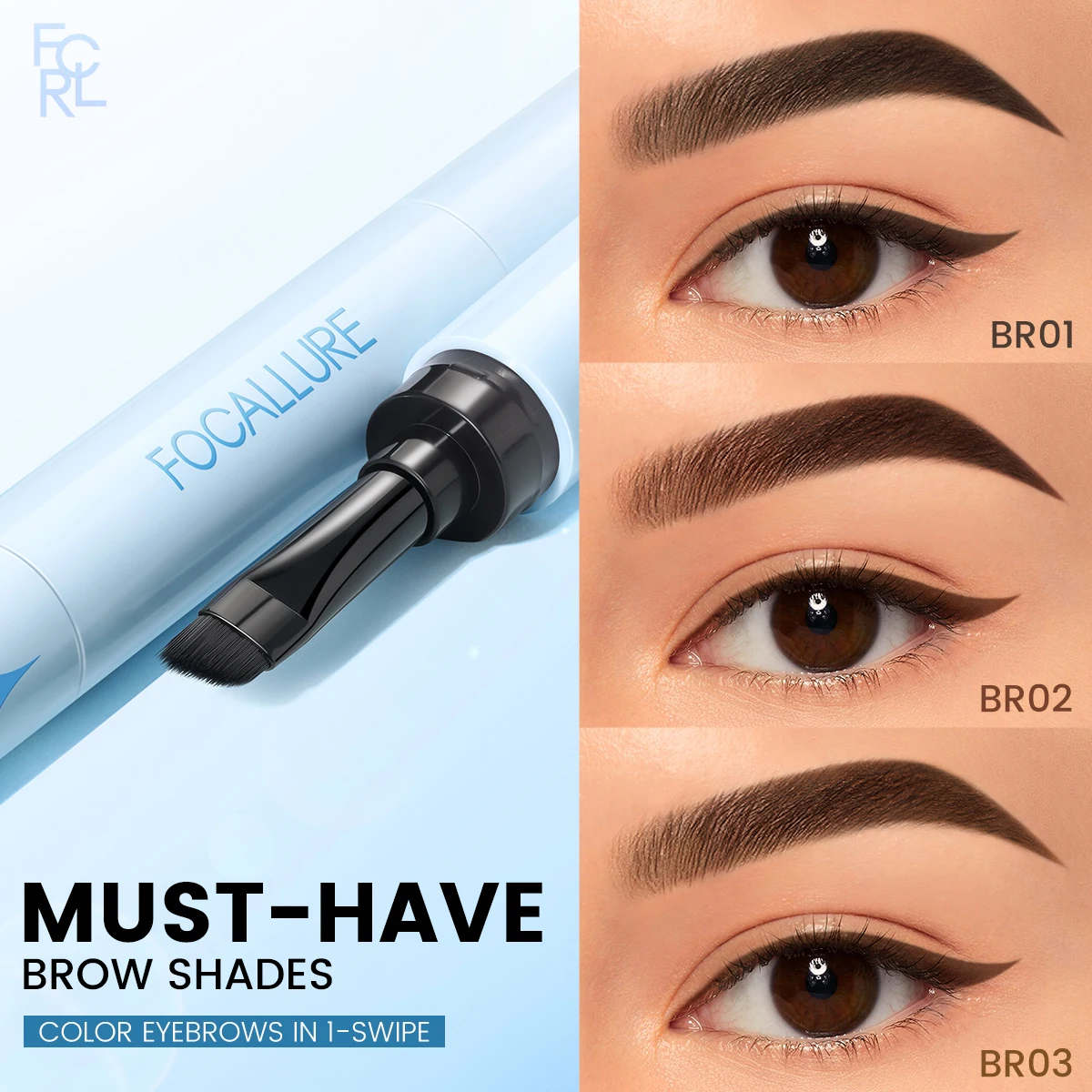 FOCALLURE 3D Eyebrow Gel Cream 2 In 1 Eyeliner Pencil 3 Colors Waterproof Long-lasting Eyebrow Pomade Enhancers Makeup Cosmetics 6