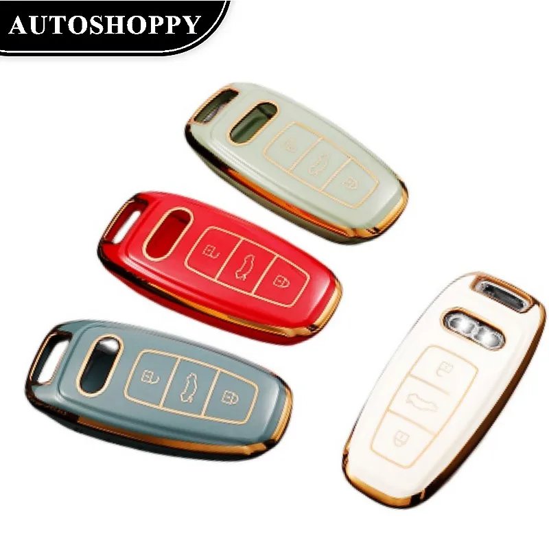 

New Design TPU Car Remote Key Case Shell Cover for Audi A6 A7 A8 E-tron C8 D5 Q7 Q8 2018 2019 Protector Holder Fob Accessories