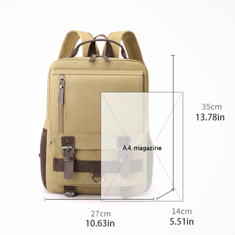 Canvas retro backpack, outdoor hiking, multifunctional, multi compartment, chest bag, side backpack